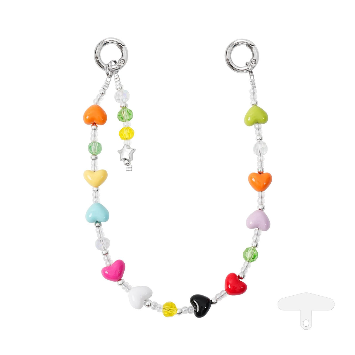 YKA-12 Trendy Double-Clasp Beaded Phone Wrist Strap - Colorful Acrylic & Metal Anti-Loss Lanyard with Spacer Gift
