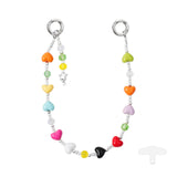 YKA-12 Trendy Double-Clasp Beaded Phone Wrist Strap - Colorful Acrylic & Metal Anti-Loss Lanyard with Spacer Gift