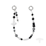 YKA-14 Trendy Double-Clasp Beaded Phone Wrist Strap - Colorful Acrylic & Metal Anti-Loss Lanyard with Spacer Gift