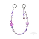 PFSKA17 Trendy Double-Clasp Beaded Phone Wrist Strap - Colorful Acrylic & Metal Anti-Loss Lanyard with Spacer Gift