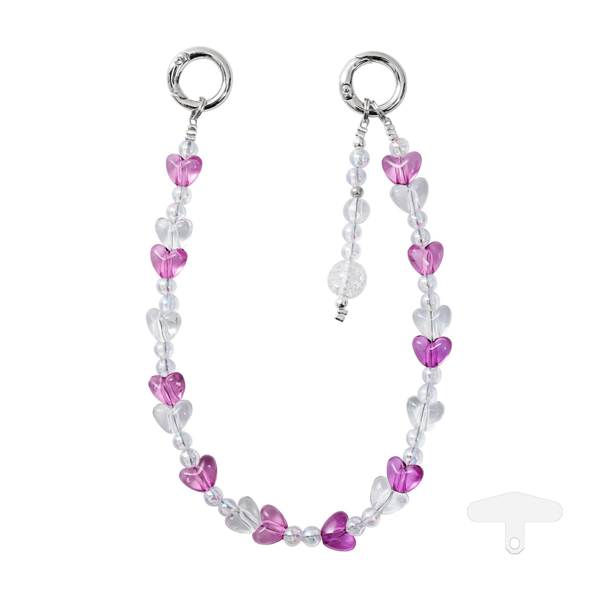 PFSKA18 Trendy Double-Clasp Beaded Phone Wrist Strap - Colorful Acrylic & Metal Anti-Loss Lanyard with Spacer Gift