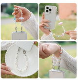 PFSKA18 Trendy Double-Clasp Beaded Phone Wrist Strap - Colorful Acrylic & Metal Anti-Loss Lanyard with Spacer Gift