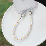 PFSKA18 Trendy Double-Clasp Beaded Phone Wrist Strap - Colorful Acrylic & Metal Anti-Loss Lanyard with Spacer Gift