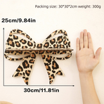Brown Style A Leopard Print Bow Wall Shelf - Decorative Wooden Floating Storage Rack for Bedroom & Living Room