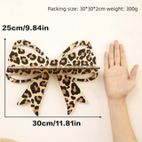 Brown Style A Leopard Print Bow Wall Shelf - Decorative Wooden Floating Storage Rack for Bedroom & Living Room