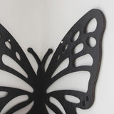 Black Wooden Butterfly Wall Shelf - Hollow-Out Decorative Corner Storage Rack for Home & Bedroom - Side View