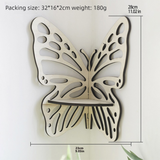 White Wooden Butterfly Wall Shelf - Hollow-Out Decorative Corner Storage Rack for Home & Bedroom