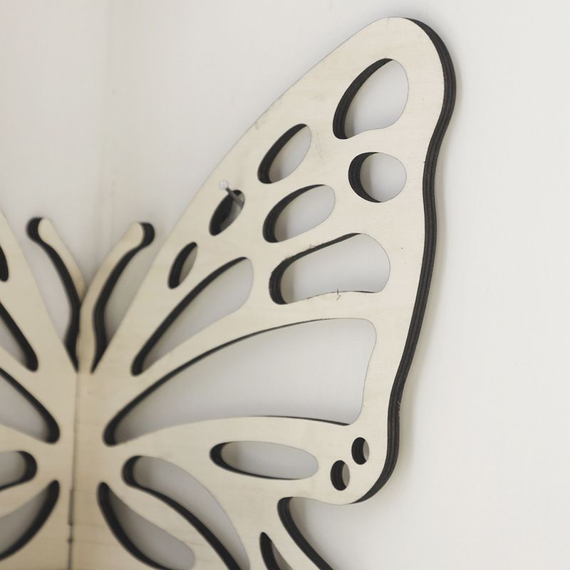 White Wooden Butterfly Wall Shelf - Hollow-Out Decorative Corner Storage Rack for Home & Bedroom