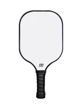 White Fiberglass Pickleball Paddle Set with Black Neoprene Protective Cover - Lightweight Outdoor Sports Racket for Beginners & Pros - Top-Down View