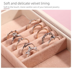 White Large PU Leather Jewelry Box with Mirror & Lock - Velvet Lined Organizer for Rings, Necklaces & Watches