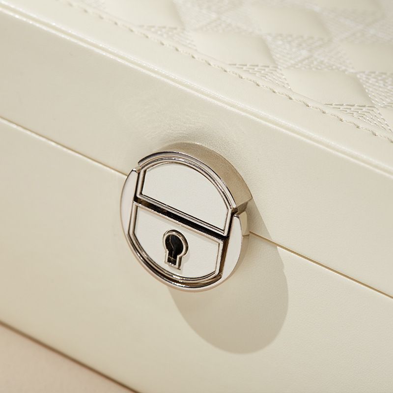 Red Large PU Leather Jewelry Box with Mirror & Lock - Velvet Lined Organizer for Rings, Necklaces & Watches