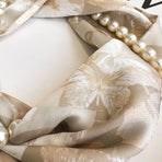 Blue porcelain pattern 2-in-1 Magnetic Pearl Scarf & Necklace Set - Floral Print Polyester Neck Wrap with Detachable Bead Chain