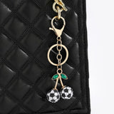 2 Pcs Black and white soccer ball design Creative Sports Ball Cherry Keychain – Cute Resin Charm for Car Keys, Bags & Backpacks - 45-Degree Angle