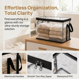 3 Pcs Large Clear PVC Book Storage Box – Foldable, Dustproof & Transparent Organizer with Handles for Home, Classroom & Office (38×24×32cm) - Front View