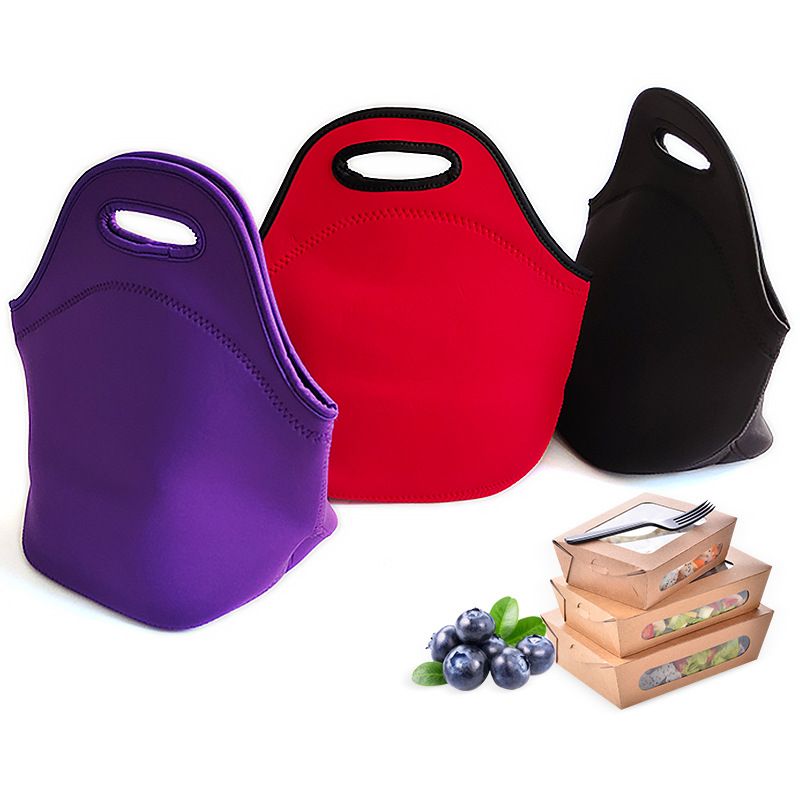 Black Reusable Neoprene Insulated Lunch Bag – Waterproof Thermal Tote for Work, School & Picnics (30x17x30cm)