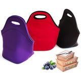 Black Reusable Neoprene Insulated Lunch Bag – Waterproof Thermal Tote for Work, School & Picnics (30x17x30cm) - Front View