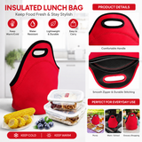 Red Reusable Neoprene Insulated Lunch Bag – Waterproof Thermal Tote for Work, School & Picnics (30x17x30cm)