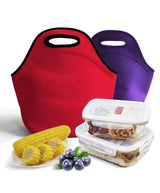 Red Reusable Neoprene Insulated Lunch Bag – Waterproof Thermal Tote for Work, School & Picnics (30x17x30cm) - Front View