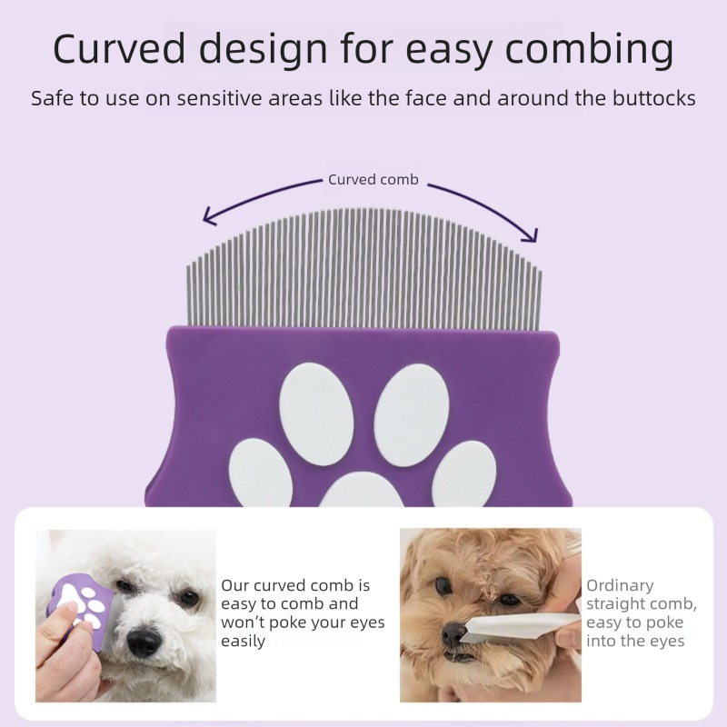 2 Pcs Dark Green Gentle Pet Face & Flea Comb – Mini Grooming Tool for Cats & Dogs with Rounded Teeth