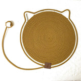 Brown Durable Cat Scratching Mat with Attached Toy Ball - Washable and Multi-Functional, Ideal for Cats' Scratching and Sleeping - 50cm Diameter
