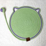 Green Durable Cat Scratching Mat with Attached Toy Ball - Washable and Multi-Functional, Ideal for Cats' Scratching and Sleeping - 50cm Diameter