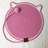Pink Durable Cat Scratching Mat with Attached Toy Ball - Washable and Multi-Functional, Ideal for Cats' Scratching and Sleeping - 50cm Diameter - 45-Degree Angle