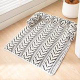Black Plush Pet Bed Mat - 60 x 80 cm Polyester Fibre - Thickened Soft Cushion, Scratch Resistant Surface, Non Slip Base for Cats and Dogs - Side View
