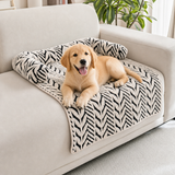 Grey Plush Pet Bed Mat - 60 x 80 cm Polyester Fibre - Thickened Soft Cushion, Scratch Resistant Surface, Non Slip Base for Cats and Dogs - Front View