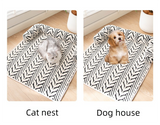 Brown Plush Pet Bed Mat - 60 x 80 cm Polyester Fibre - Thickened Soft Cushion, Scratch Resistant Surface, Non Slip Base for Cats and Dogs - Rear View