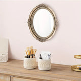 Beige Boho Cotton Rope Tassel Storage Baskets – Set of 2 Round Woven Organizers for Makeup Brushes & Desktop Essentials (12cm Diameter) - Side View