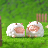 Cute Mini Resin Sheep Figurines – Set of 8 Micro Landscape & Desktop Decor (4 Designs) - Side View