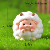 Cute Mini Resin Sheep Figurines – Set of 8 Micro Landscape & Desktop Decor (4 Designs) - Rear View