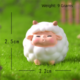Cute Mini Resin Sheep Figurines – Set of 8 Micro Landscape & Desktop Decor (4 Designs) - Close-Up Angle