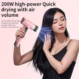 Gray wireless Hair Dryer with Cold & Hot Air, Portable Large-Capacity Rechargeable Ionic Dryer, Fast-Drying, Lightweight and Compact for Home and Travel - Side View