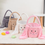 Pink Cute Plush Bunny Easter Basket with Long Ears and Personalization Option for Kids Egg Hunt and Spring Celebration - Top-Down View