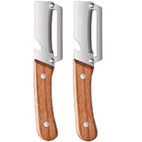 2-PCS Multi-Function Stainless Steel Peeler with Wooden Handle for Fruits, Vegetables, Sugarcane and Bottle Opening