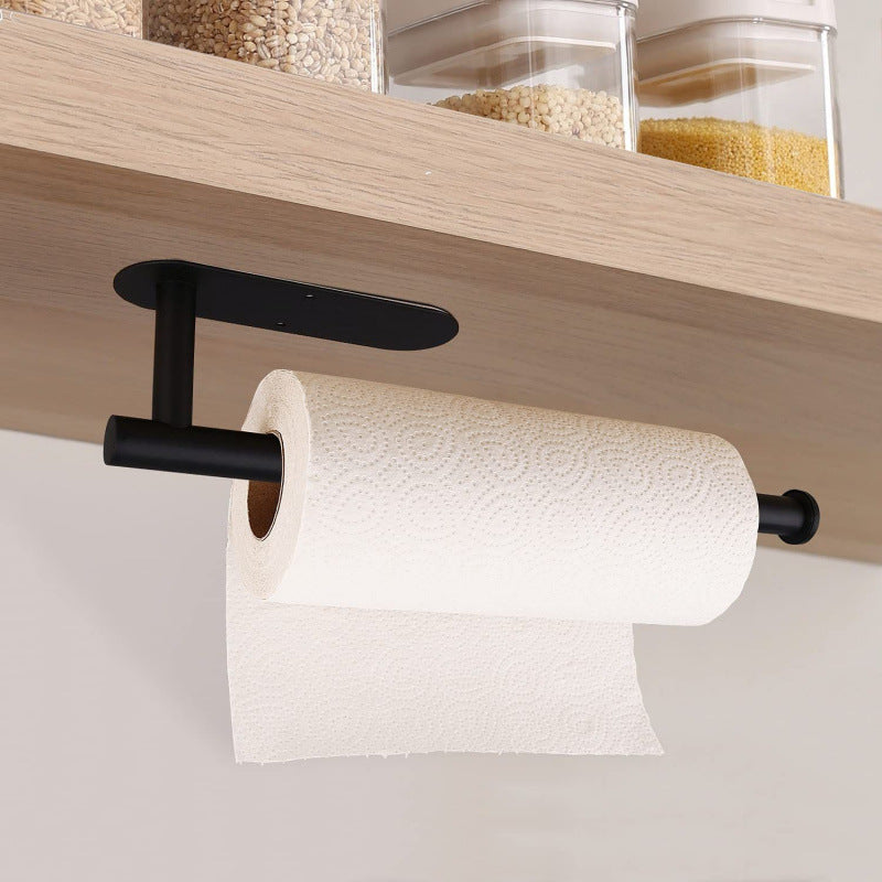 Silver Stainless Steel Kitchen Paper Holder with Adhesive Mounting – Under Cabinet Tissue Roll Rack for Paper Towels, Toilet Paper or Plastic Wrap