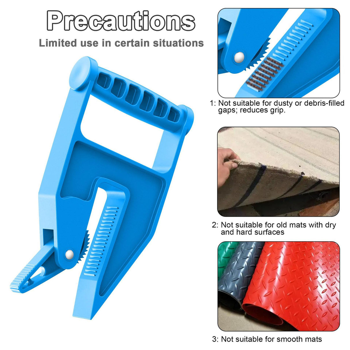 Blue Mat Lifter Handle Set of 2 – Lightweight Plastic Tool for Easy, Hands-Free Moving of Rugs, Mats, and Carpets