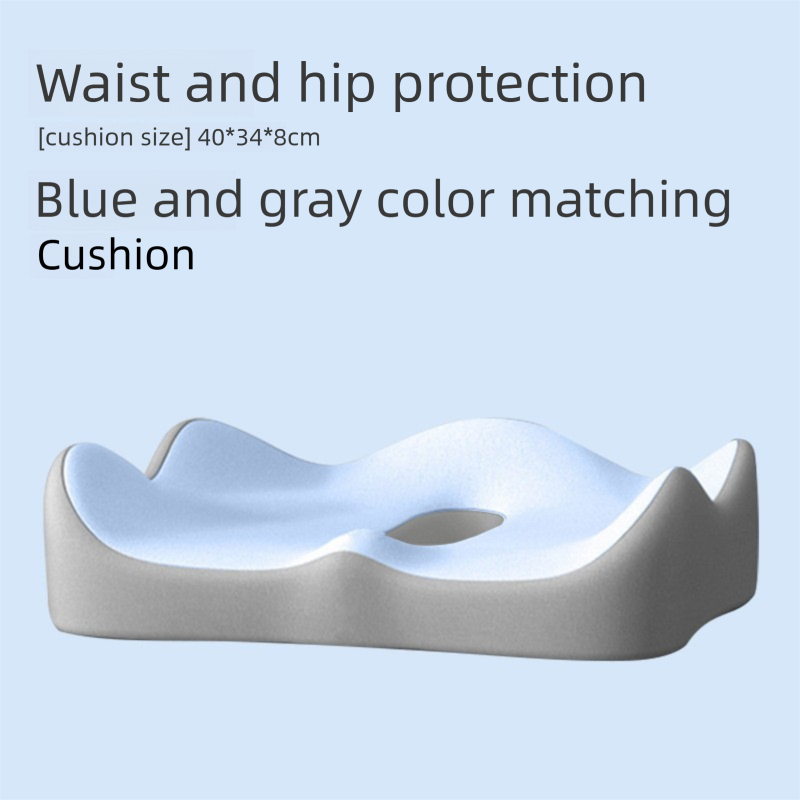 Blue Ergonomic Memory Foam Seat Cushion – Coccyx Relief for Office, Car and Long Sitting