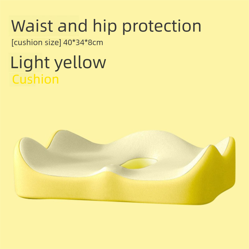 Yellow Ergonomic Memory Foam Seat Cushion – Coccyx Relief for Office, Car and Long Sitting