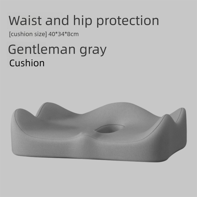 Grey Ergonomic Memory Foam Seat Cushion – Coccyx Relief for Office, Car and Long Sitting