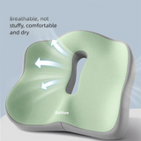 Black Ergonomic Memory Foam Seat Cushion – Coccyx Relief for Office, Car and Long Sitting - Front View