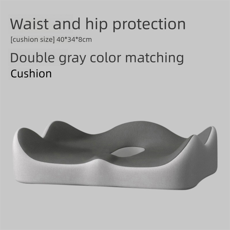 Two-tone grey Ergonomic Memory Foam Seat Cushion – Coccyx Relief for Office, Car and Long Sitting