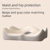 Beige and grey two-tone Ergonomic Memory Foam Seat Cushion – Coccyx Relief for Office, Car and Long Sitting