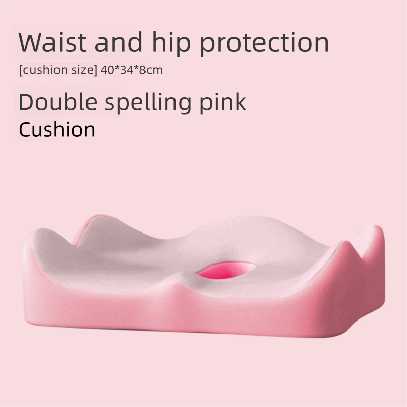 Double-tone pink Ergonomic Memory Foam Seat Cushion – Coccyx Relief for Office, Car and Long Sitting