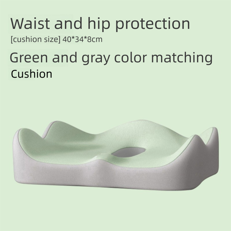 Green and grey two-tone Ergonomic Memory Foam Seat Cushion – Coccyx Relief for Office, Car and Long Sitting