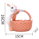 Orange Easter Rabbit Resin Decor with Basket – Festive Home Ornament for Spring and Holiday Display - Top-Down View