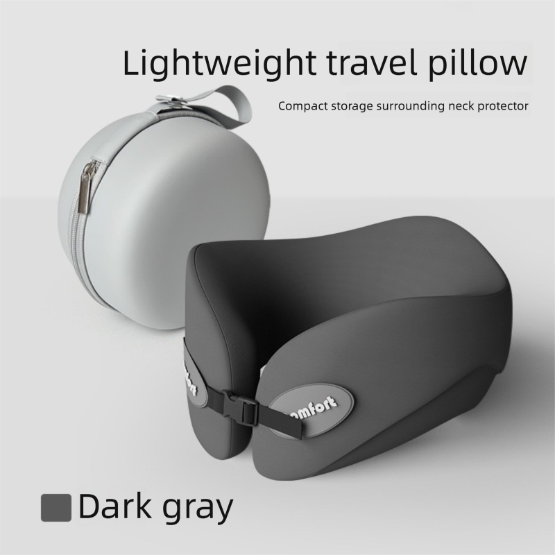 Dark gray Memory Foam U-Shaped Travel Neck Pillow – Ergonomic Support for Airplane, Car, and Office Use