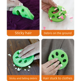 Circular orange 10-Pack Reusable Silicone Cat Paw Lint Remover for Clothes and Laundry, Double-Sided Sticky Cleaner for Pet Hair and Dust – Ideal for Home Use - 45-Degree Angle