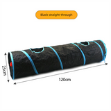Black Straight-Through Cat Tunnel Play Set with Collapsible Design, Interactive Ball & Durable Fabric – Ideal for Indoor Cats to Exercise and Explore